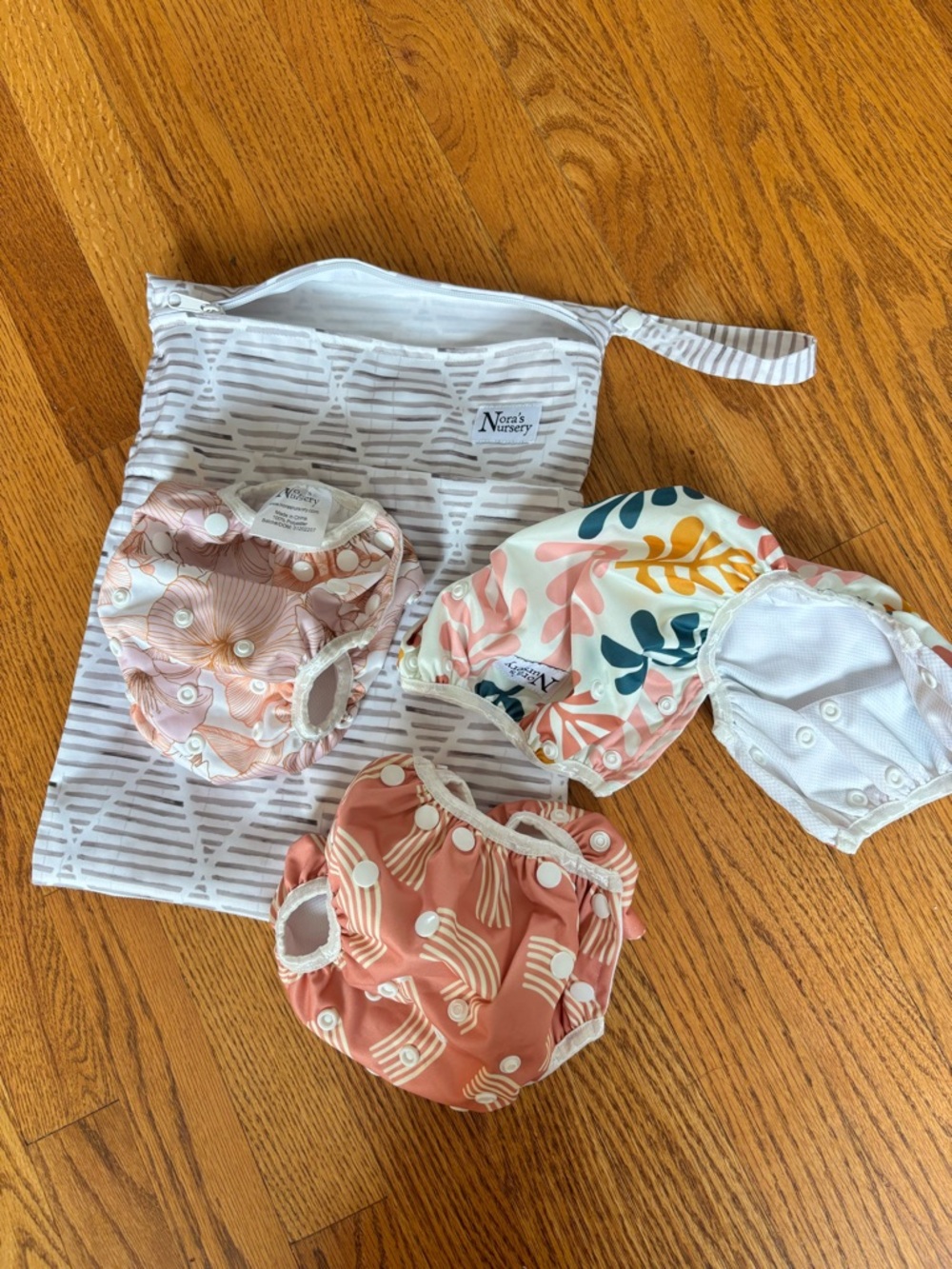 Nora’s Nursery Baby Waterproof Swim Diaper Cover - Pink & Multi Floral Set